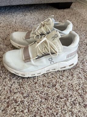 On Cloudnova Women's Athletic Sneakers in Off-White/Taupe